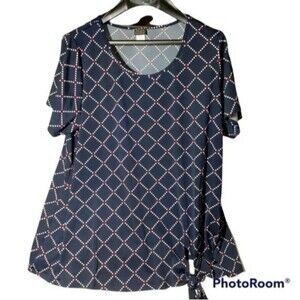 salon Studio navy blue knit top shirt 2x xxl tunic blouse